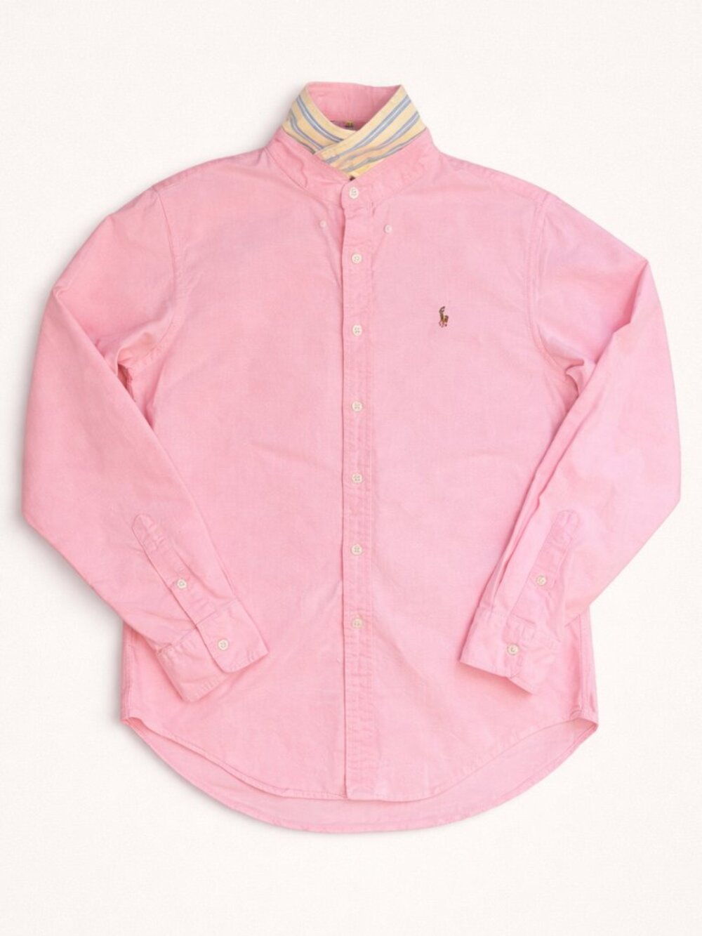 Vintage Ralph Lauren Blue Label Oxford Shirt Women's 12 Contrast Striped Collar